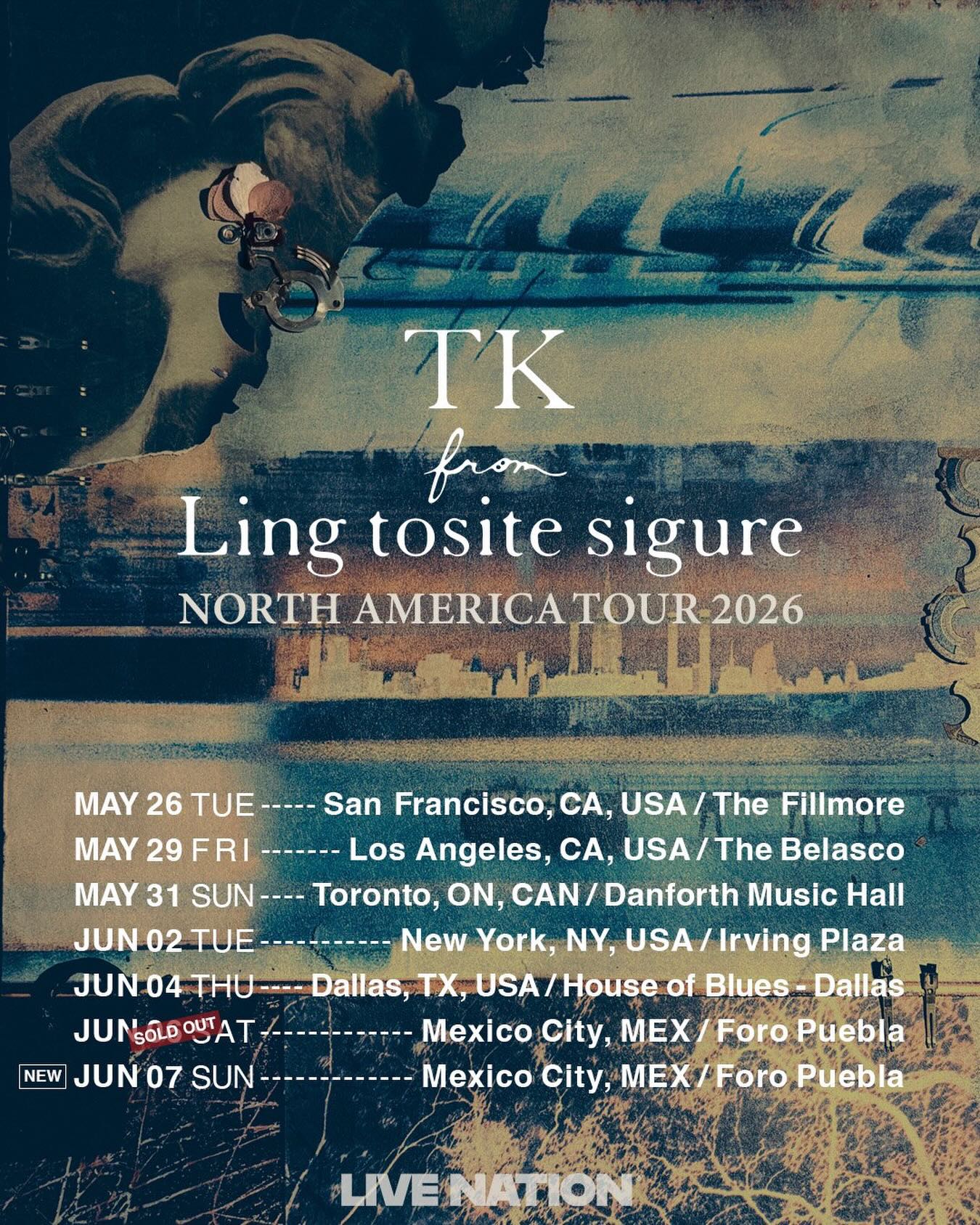 TK from Ling Tosite Sigure NORTH AMERICA TOUR 2026 Poster 2026